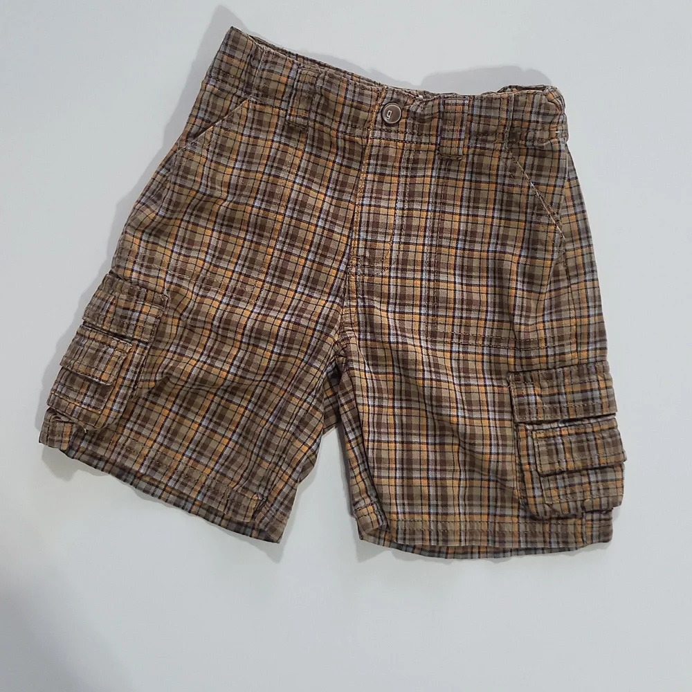 GYMBOREE Brown Orange Preppy Plaid Shorts - 3T